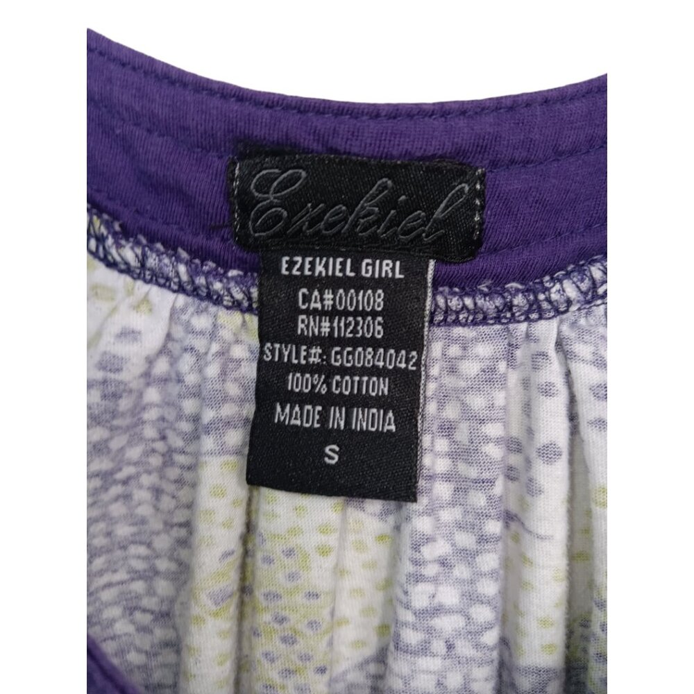 Ezekiel Women's -Baby Doll Tank Top- Purple Green White Small - Picture 3 of 16